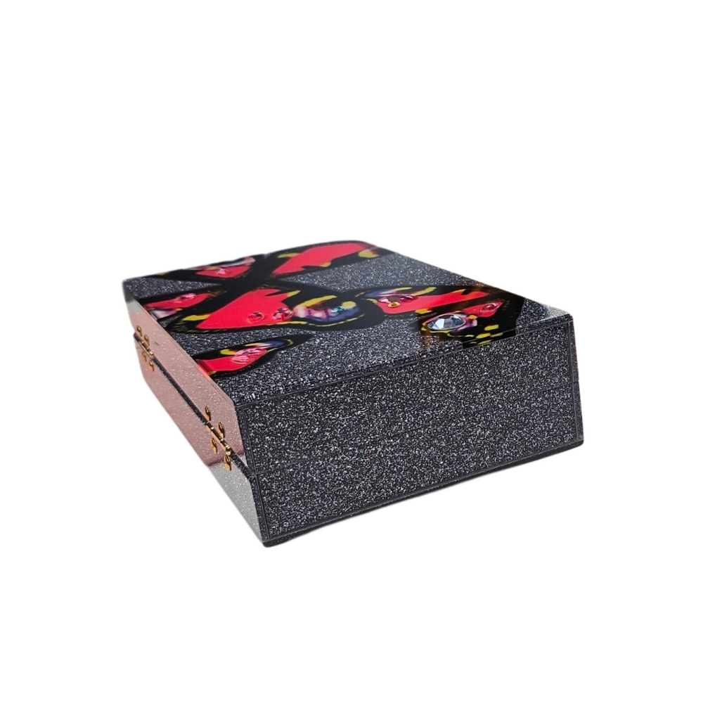 ❤️SPECIAL❤️SOPHIA WEBSTER Butterfly Clutch, Glittery Black & Crystals - Picture 4 of 10